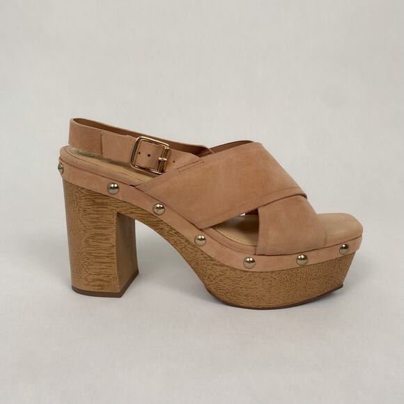Vince Camuto Jenevya Suede Faux Wood Platform Sandal 9 - Picture 4 of 8